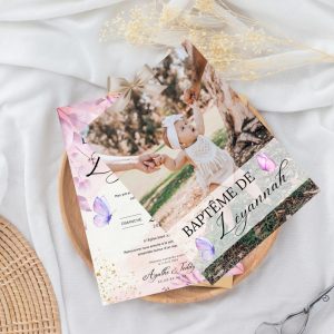 Faire-part baptême Papillon