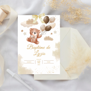 Faire-part Ourson beige